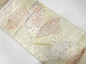 佐賀錦扇に花模様織出し全通袋帯